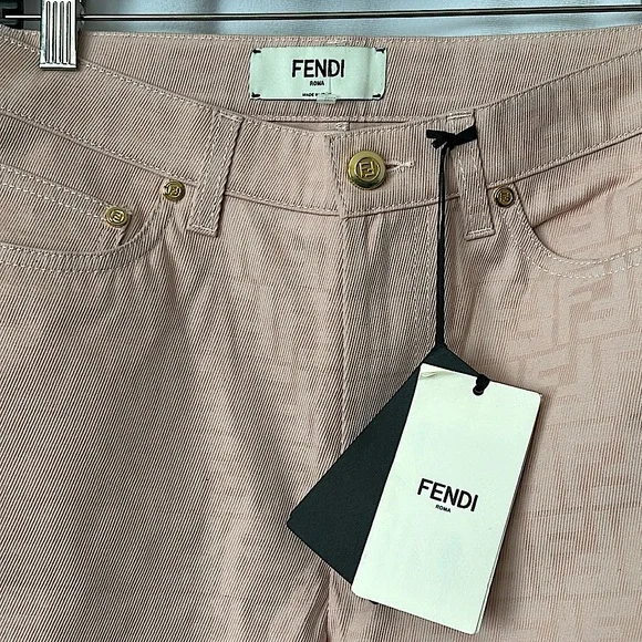 Fendi NWT COA FF Logo Dusty Rose Pink Denim Pants Trousers **Sz 42/Sz 6** 🌸🌸 - Picture 7 of 9